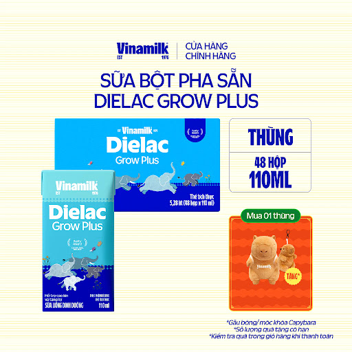 Thùng 48 hộp Sữa Non Vinamilk Dielac Grow Plus (Sữa Uống Dinh Dưỡng) 110ml