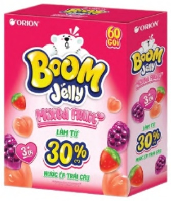 Kẹo dẻo Boom Jelly THẠCH Orion MIX VỊ hộp 60 gói (750g)